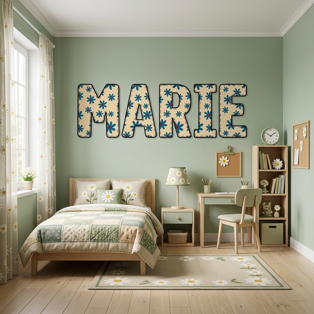 Daisy Beige Letters